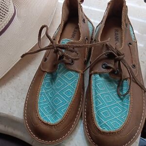 RANK.45 Brown and Teal Southwestern Slip On Tie Shoes